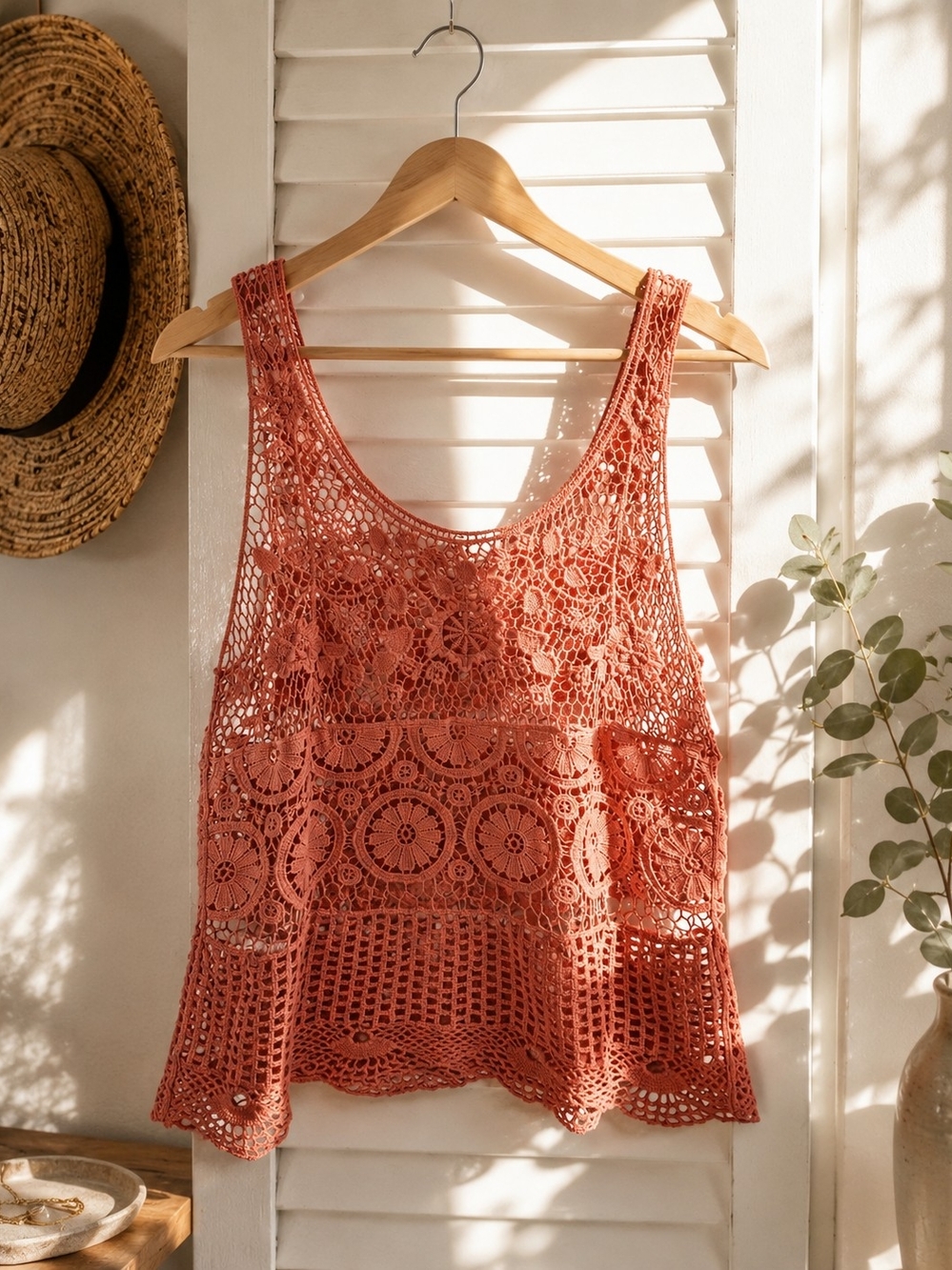 Crochet Tank in Coral